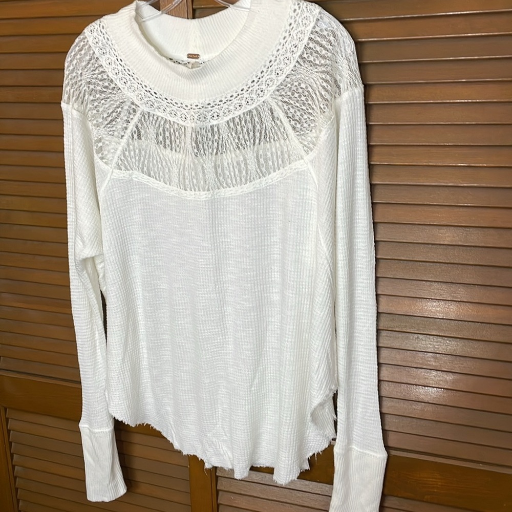 Free People White Lace Top